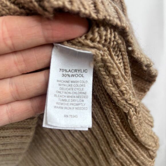 Ruby Moon Light Brown Cowl Neck Drop Sleeve Knit Wool Blend Sweater Size MD - Picture 9 of 10